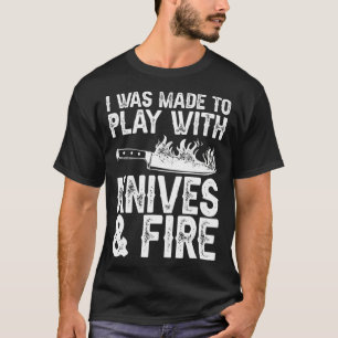 Funny Chef Design for Men Knives Play Cookin T-shirt