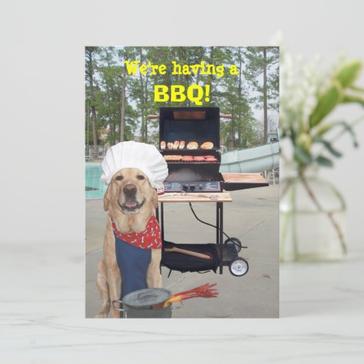 Funny Chef Dog BBQ Uitnodiging (Staand voorkant)