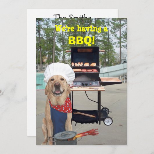 Funny Chef Dog BBQ Uitnodiging (Voorkant / Achterkant)