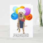 Funny Chef Dog/Lab Birthday Kaart<br><div class="desc">kaart met Mozes als chef-kok.  U kunt om het even welke tekst,  de doopvonten,  de doopvontgrootte en doopvontkleuren veranderen.  U kunt de afbeeldingen een beetje aanpassen als u wilt.</div>