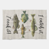 Funny Chef Fisherman Vist Eenvoudige wilde dieren Theedoek (Horizontaal)