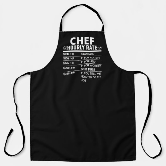 Funny Chef Hourly Rate Black Apron Schort (Voorkant)