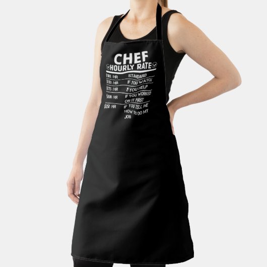 Funny Chef Hourly Rate Black Apron Schort (Insitu)