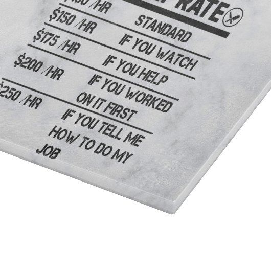 Funny Chef Hourly Rate Cutting Board Snijplank (Hoek)