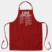 Funny Chef Hourly Rate Dark Red Apron Schort (Voorkant)
