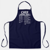 Funny Chef Hourly Rate Navy Blue Apron Schort (Voorkant)