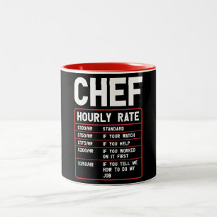 Funny Chef Hourly Rate Two-Tone Coffee Mok