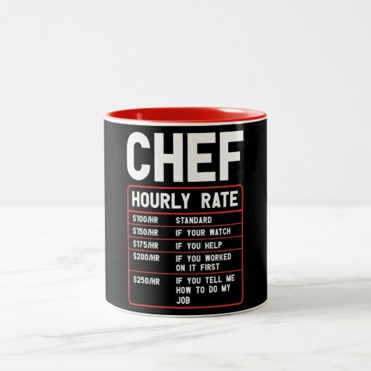 Funny Chef Hourly Rate Two-Tone Coffee Mok (Center)