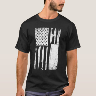 Funny Chef Knife American Flag Design For Men Wome T-shirt