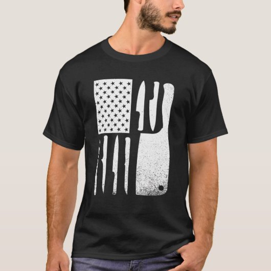 Funny Chef Knife Amerikaanse vlag voor mannen Patr T-shirt (Voorkant)