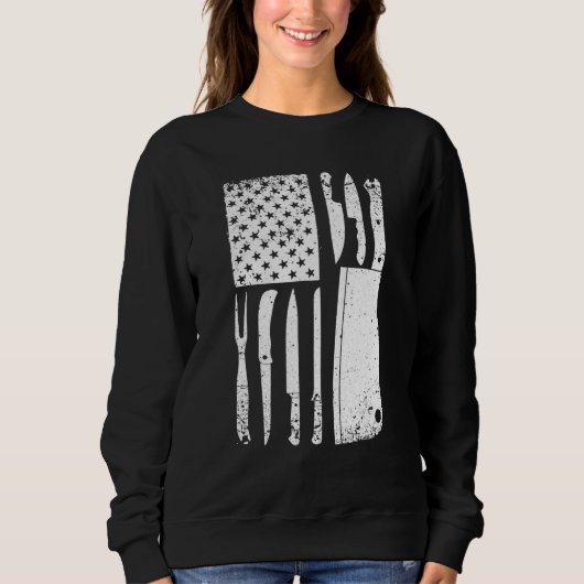 Funny Chef Mes Amerikaanse Vlag Ontwerp Voor Manne Trui (Voorkant)