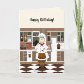 Funny Chef met Groot Pet in Keuken Happy Birthday Kaart (Voorkant)