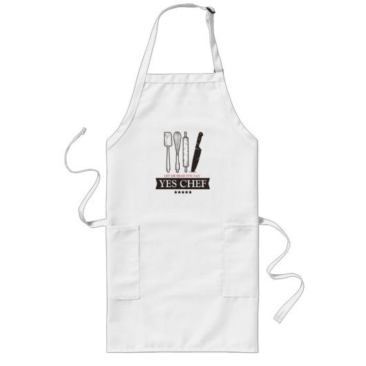 Funny chef qoutes | Aangepaste tekst Lang Schort (Voorkant)