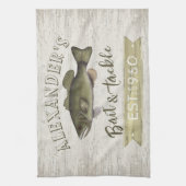 Funny Chef Simple Fisherman Bait and Tackle Sign Theedoek (Verticaal)