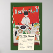 Funny Chef Specials Poster Retro Food Pun Kitchen (Voorkant)