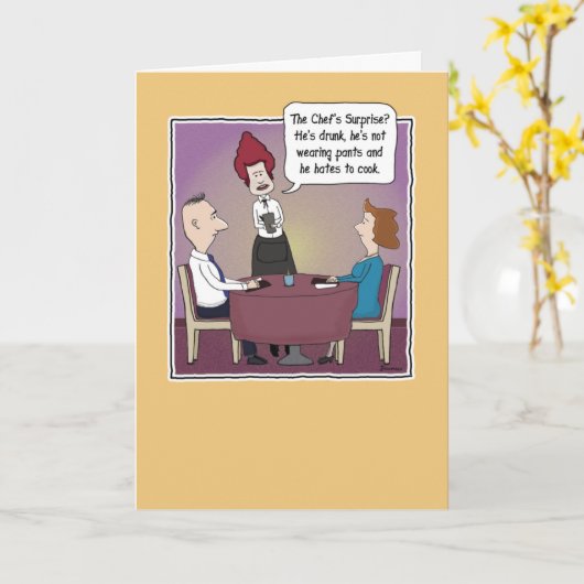 Funny Chef's verrassingsdag Kaart (Gele Bloem)