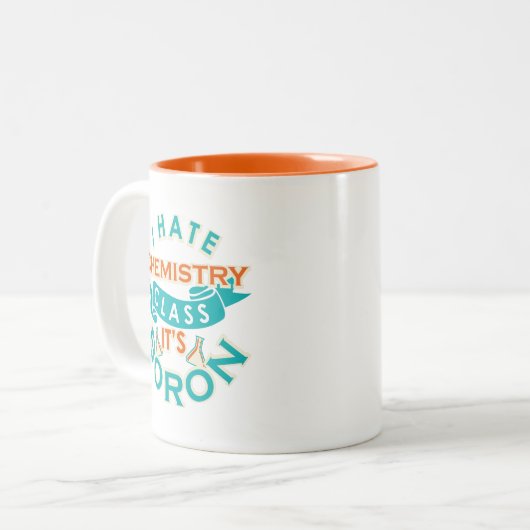 Funny Chemistry Class is Boron Science Teacher Gag Tweekleurige Koffiemok (Voorkant links)