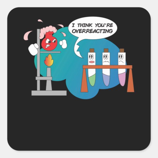 Funny Chemistry Comic Reaction Vierkante Sticker (Voorkant)
