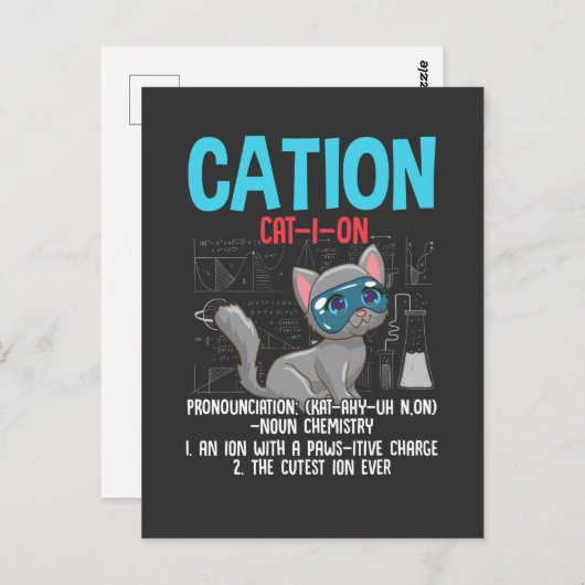 Funny Chemistry Scientist Cation Element Cat Lover Briefkaart (Voorkant / Achterkant)
