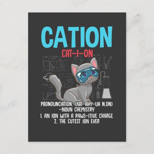 Funny Chemistry Scientist Cation Element Cat Lover Briefkaart (Voorkant)