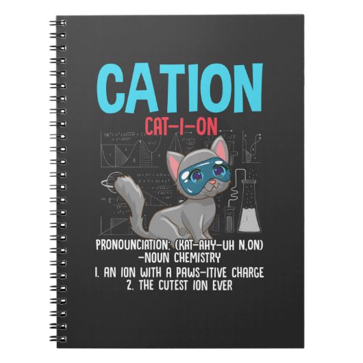 Funny Chemistry Scientist Cation Element Cat Lover Notitieboek (Voorkant)