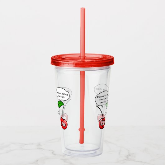 Funny Cherry Joke Cartoon Acryl Drinkbeker (Rechts)