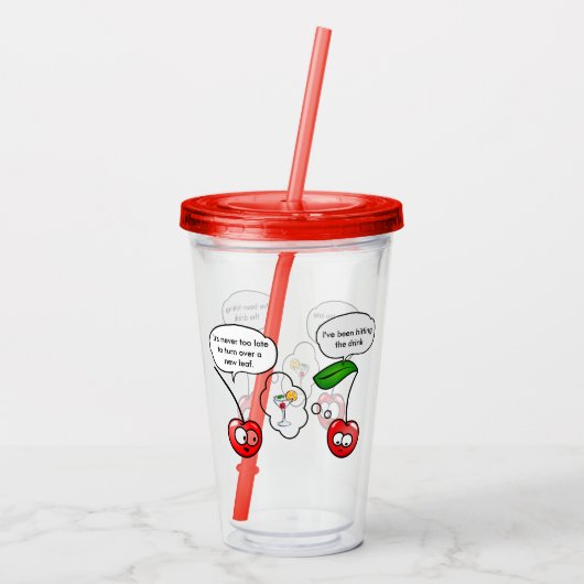 Funny Cherry Joke Cartoon Acryl Drinkbeker (Achterkant)