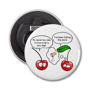 Funny Cherry Puns Joke Button Flesopener