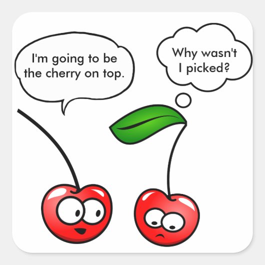 Funny Cherry Puns Joke Vierkante Sticker (Voorkant)