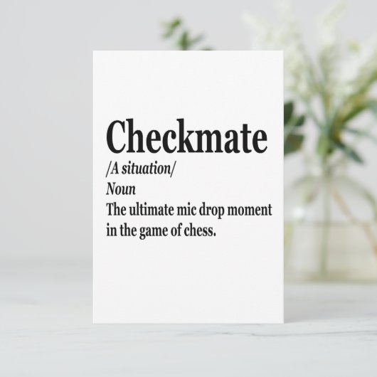 Funny Chess Checkmate Definition Chess Lover Bedankkaart (Staand voorkant)