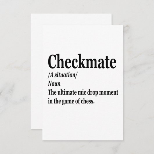 Funny Chess Checkmate Definition Chess Lover Bedankkaart (Voorkant / Achterkant)