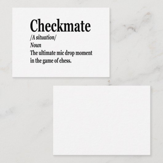 Funny Chess Checkmate Definition Chess Lover Notitiekaartje (Voorkant / Achterkant)