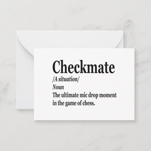 Funny Chess Checkmate Definition Chess Lover Notitiekaartje (Voorkant)
