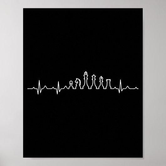 Funny Chess Heartbeat Checkers Board Game Tourname Poster (Voorkant)