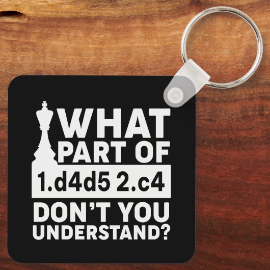 Funny Chess Move Black en White Sleutelhanger (Achterkant)