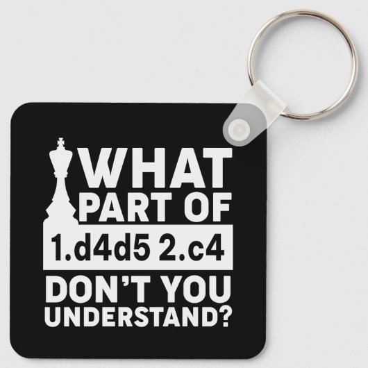 Funny Chess Move Black en White Sleutelhanger (Achterkant)
