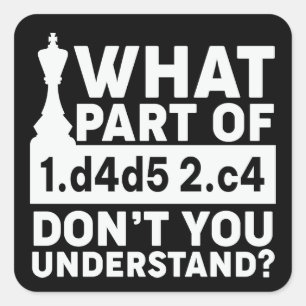 Funny Chess Move Black en White Vierkante Sticker