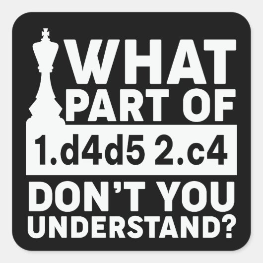 Funny Chess Move Black en White Vierkante Sticker (Voorkant)
