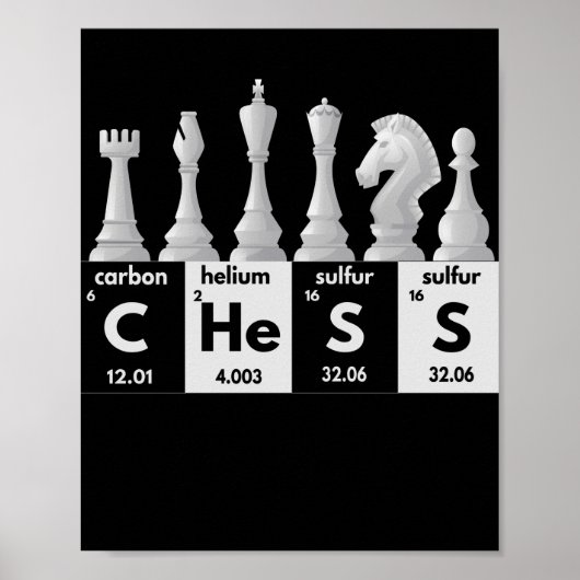 Funny Chess Player Game Board Periodic Table Gift Poster (Voorkant)