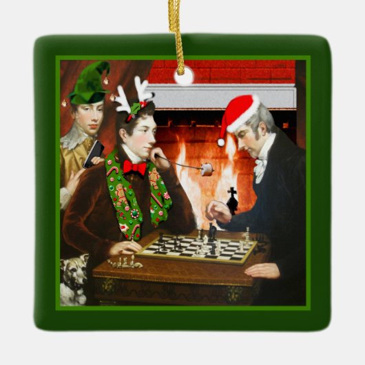 Funny Chess Player Keramisch Ornament (Voorkant)