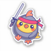 Funny Chibi Ninja Chick Sticker (Voorkant)