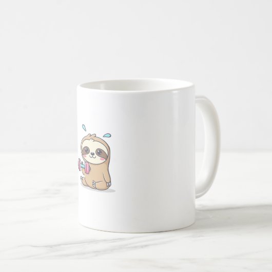 Funny Chibi Sloth Workout  Cute Kawaii Gym Cartoon Koffiemok (Voorkant rechts)
