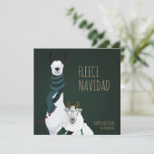 Funny Chic Festive “Fleece Navidad” Pun Feestdagenkaart (Staand voorkant)