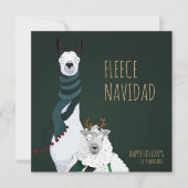 Funny Chic Festive “Fleece Navidad” Pun Feestdagenkaart (Voorkant)
