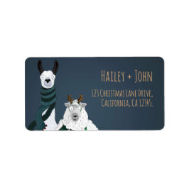 Funny Chic Festive Llama & Sheep Return Address Etiket