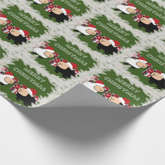 Funny chic kerstkerstkerstkerstkerstman-cartoon cadeaupapier (Hoek)
