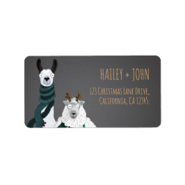 Funny Chic Llama & Sheep Grey Return Address Etiket
