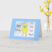 Funny Chick Birthday Message Kaart (Gele Bloem)