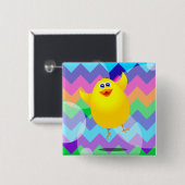 Funny chick, knop vierkante button 5,1 cm (Voorkant /achterkant)