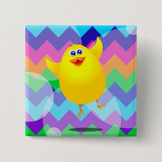 Funny chick, knop vierkante button 5,1 cm (Voorkant)